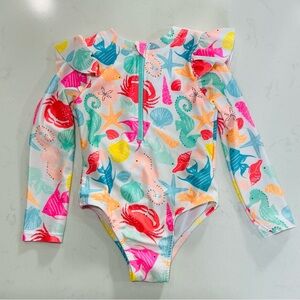 Wonder Nation One-Piece Swimsuit Tropical Crabs & Starfish Size 2T